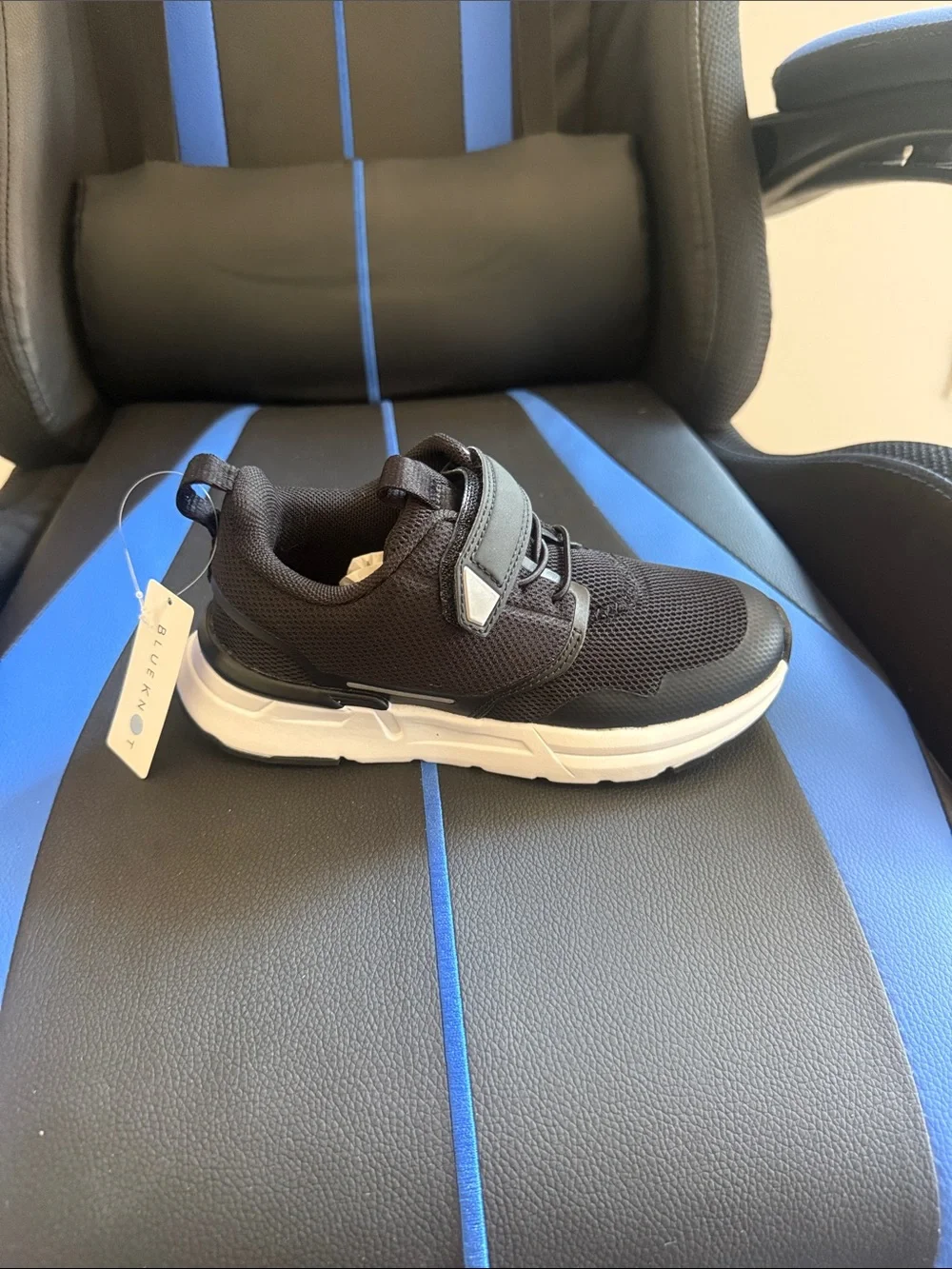 Kids Black Mesh Sneaker with Easy Hook-and-Loop Strap